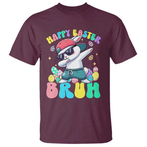 Bruh Easter T Shirt Funny Bunny Dab Rabbit Dance TS10 Maroon Print Your Wear