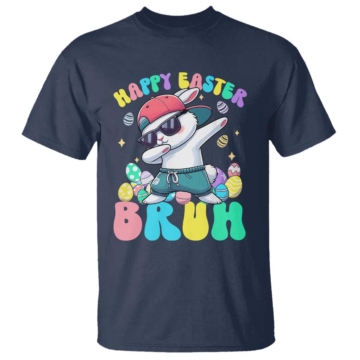 Bruh Easter T Shirt Funny Bunny Dab Rabbit Dance TS10 Navy Print Your Wear