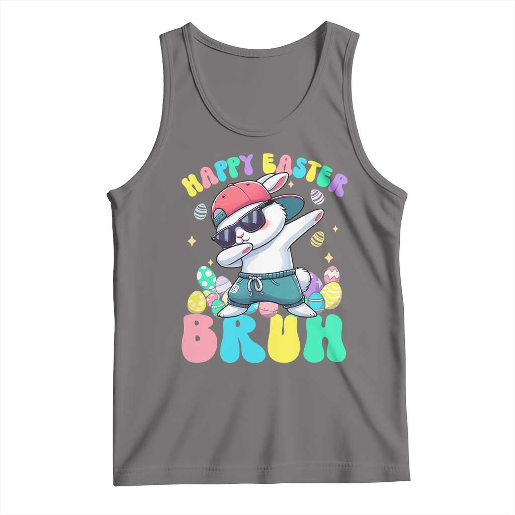 Bruh Easter Tank Top Funny Bunny Dab Rabbit Dance TS10 Deep Heather Print Your Wear