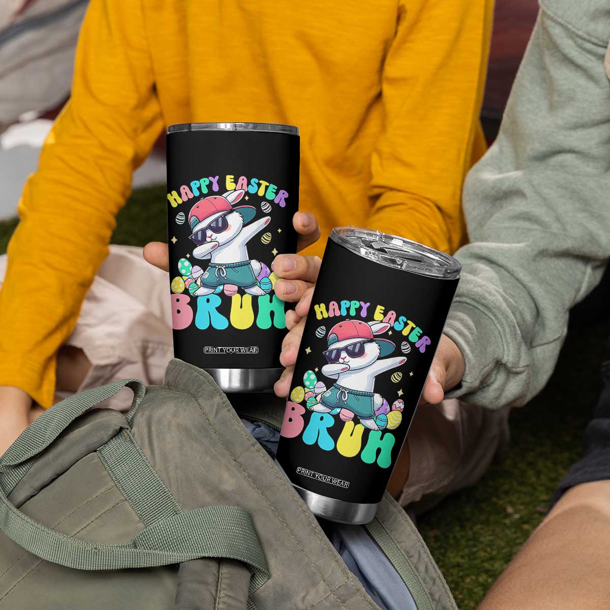 Bruh Easter Tumbler Cup Funny Bunny Dab Rabbit Dance TS10 Print Your Wear