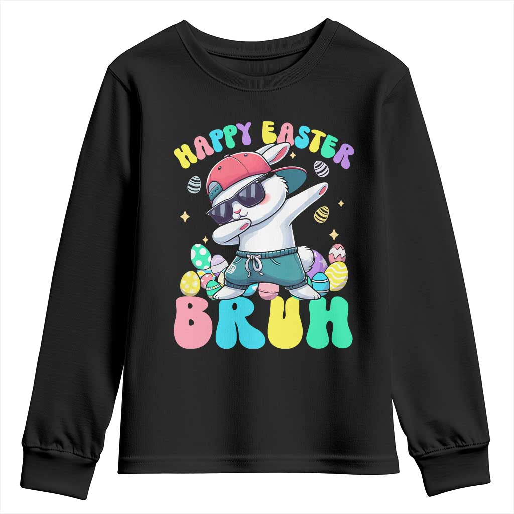 Bruh Easter Youth Sweatshirt Funny Bunny Dab Rabbit Dance TS10 Black Print Your Wear
