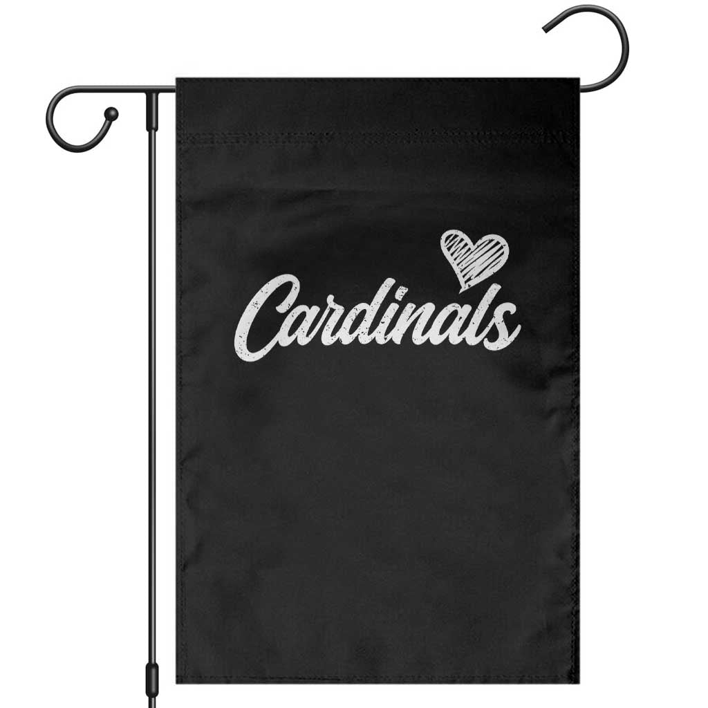 Cardinal Lovers Garden Flag Vintage Script Heart Graphic TS10 Black Print Your Wear