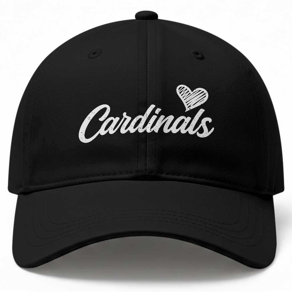Cardinal Lovers Baseball Cap Vintage Script Heart Graphic TS10 Print Your Wear