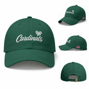 Cardinal Lovers Baseball Cap Vintage Script Heart Graphic TS10 Baseball Cap Universal Fit Irish Green Print Your Wear
