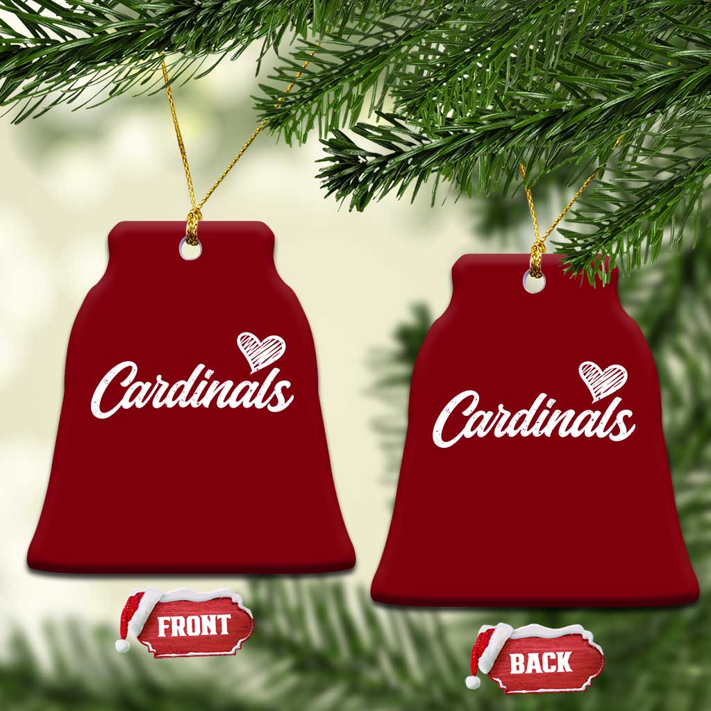 Cardinal Lovers Ceramic Ornament Vintage Script Heart Graphic TS10 Print Your Wear
