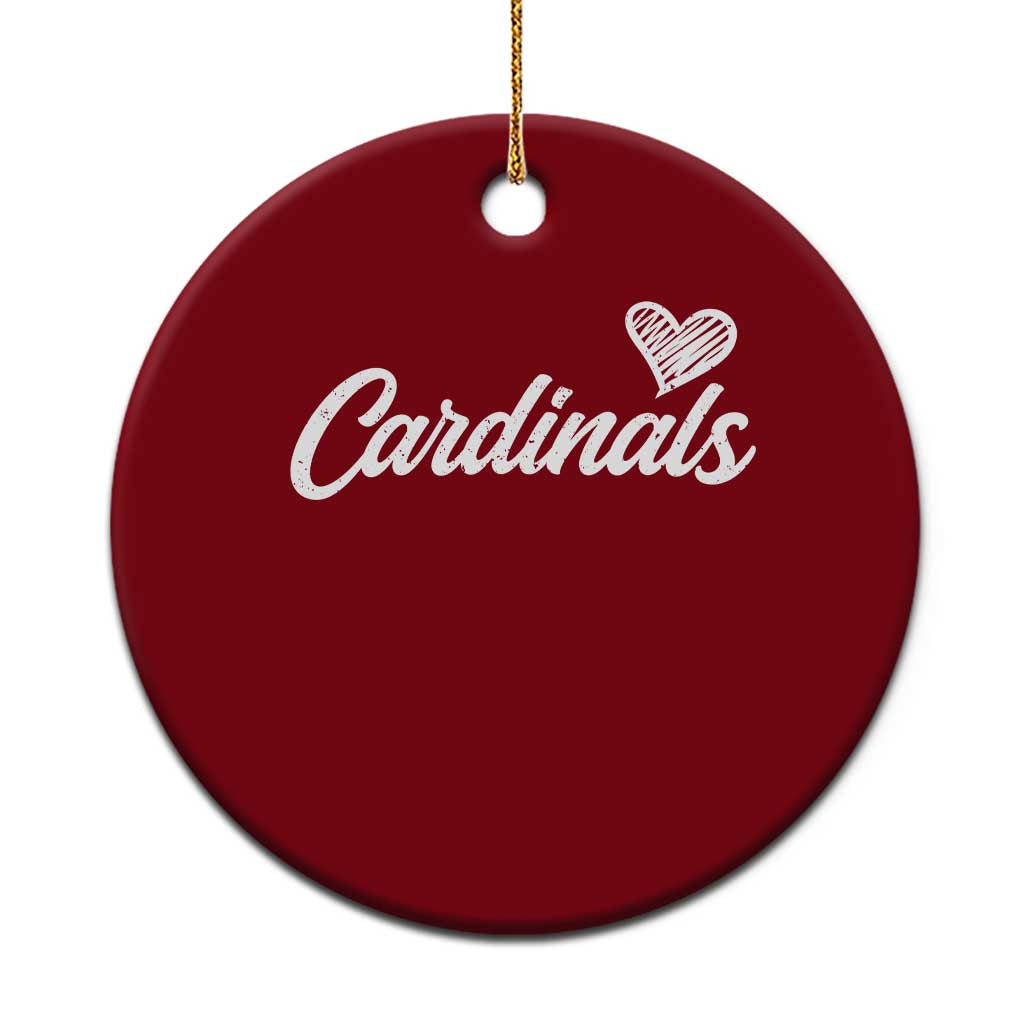 Cardinal Lovers Ceramic Ornament Vintage Script Heart Graphic TS10 1pc Red Print Your Wear