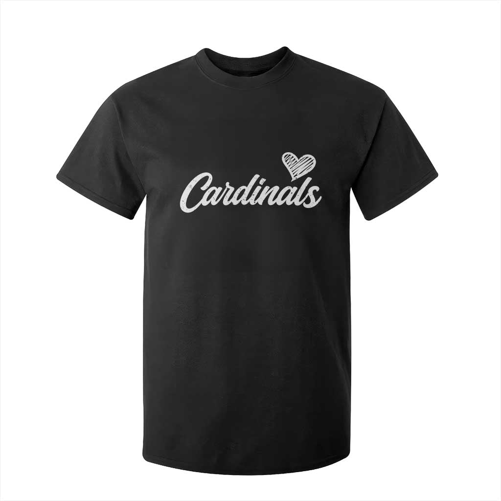 Cardinal Lovers T Shirt For Kid Vintage Script Heart Graphic TS10 Black Print Your Wear