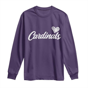 Cardinal Lovers Long Sleeve Shirt Vintage Script Heart Graphic TS10 Purple Print Your Wear