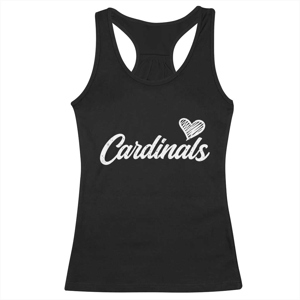 Cardinal Lovers Racerback Tank Top Vintage Script Heart Graphic TS10 Black Print Your Wear