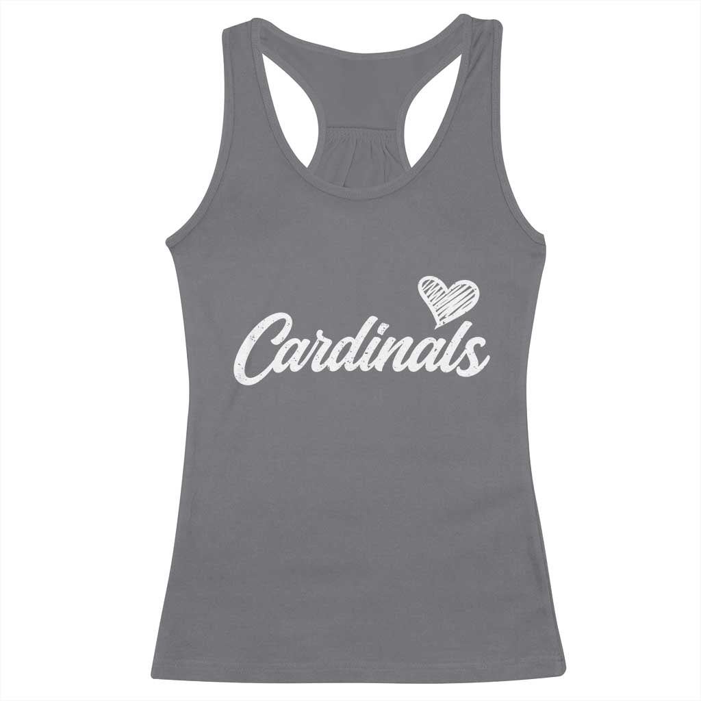 Cardinal Lovers Racerback Tank Top Vintage Script Heart Graphic TS10 Charcoal Print Your Wear