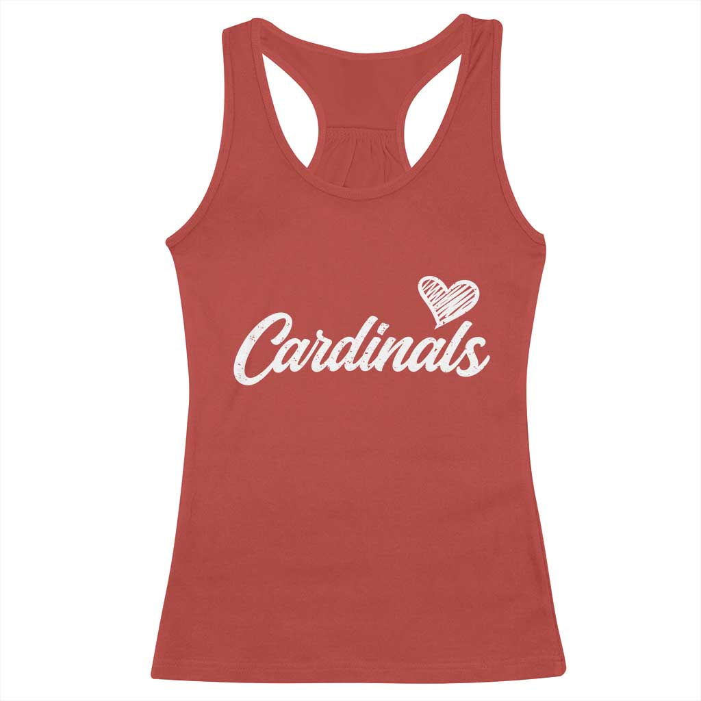 Cardinal Lovers Racerback Tank Top Vintage Script Heart Graphic TS10 Red Print Your Wear