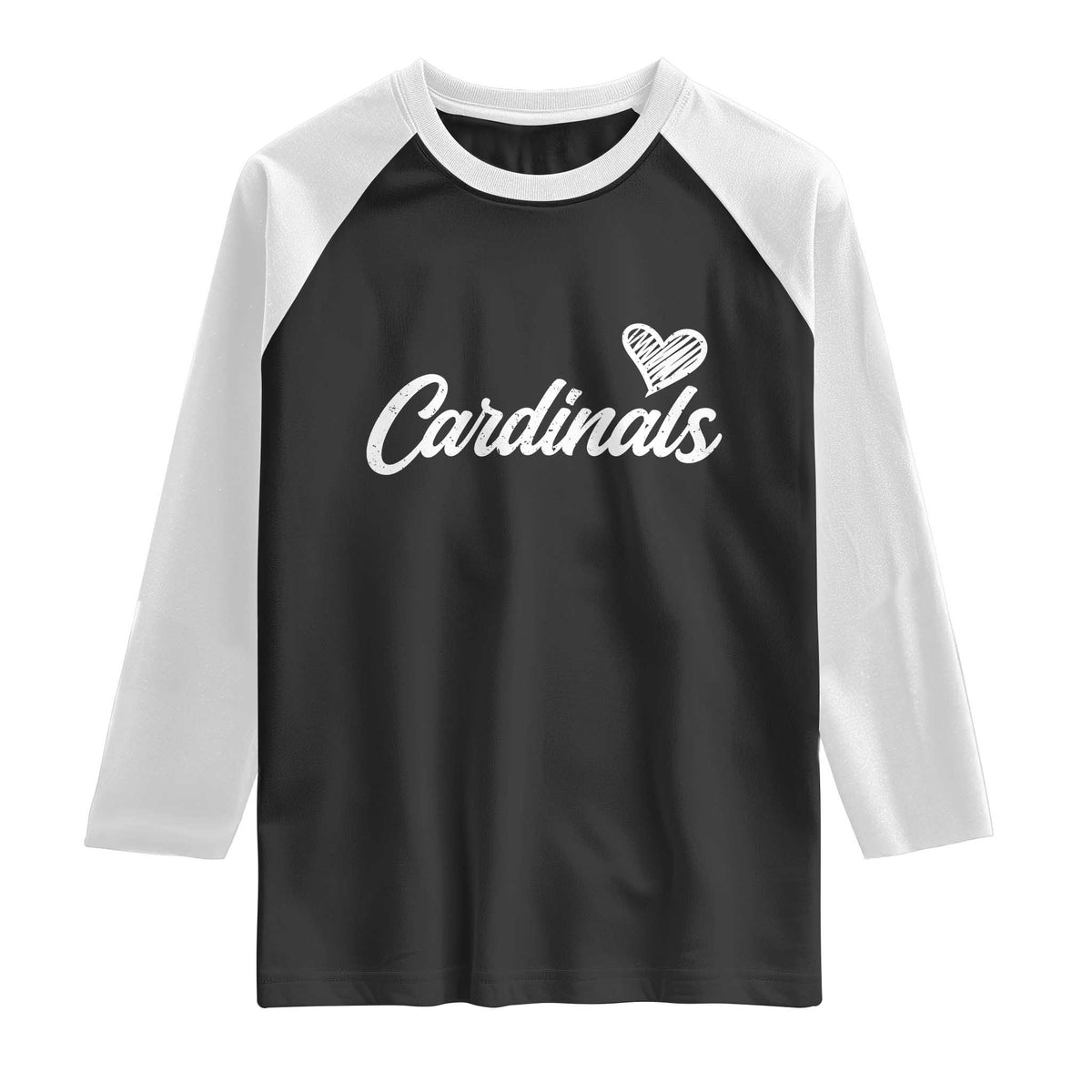 Cardinal Lovers Raglan Shirt Vintage Script Heart Graphic TS10 Black White Print Your Wear