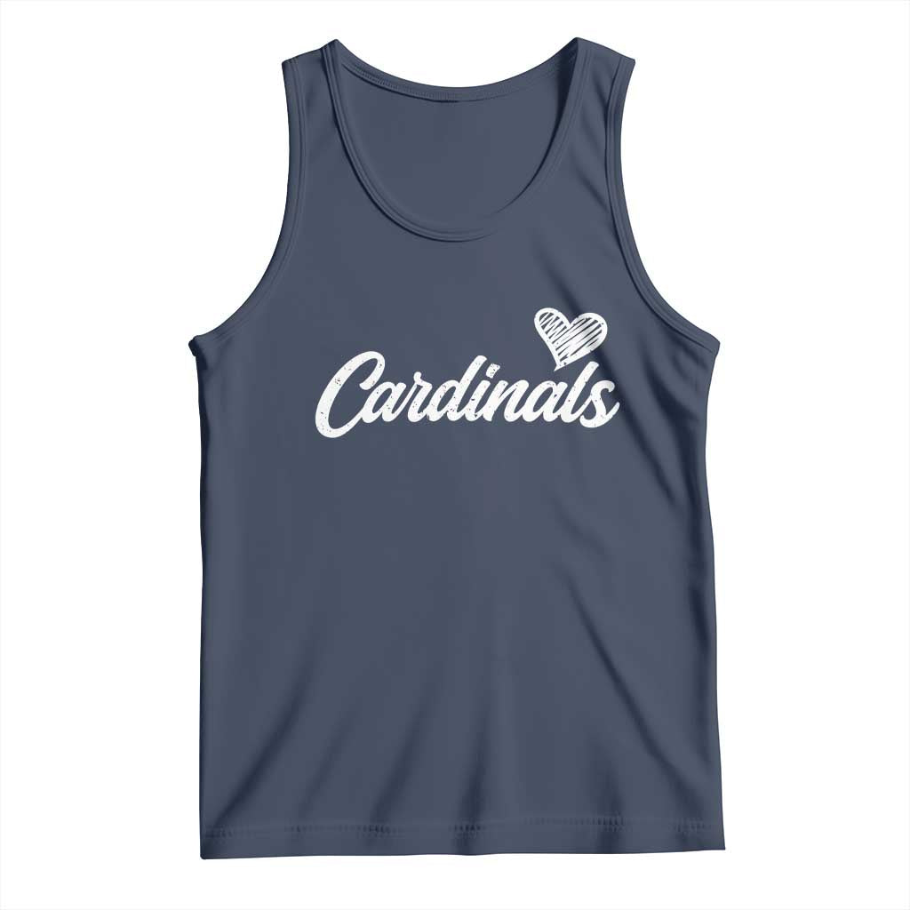 Cardinal Lovers Tank Top Vintage Script Heart Graphic TS10 Navy Print Your Wear