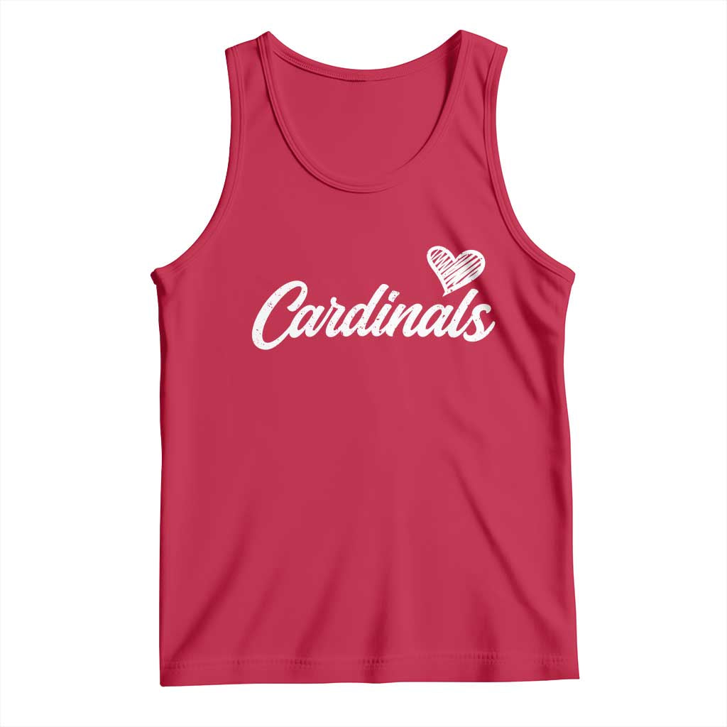 Cardinal Lovers Tank Top Vintage Script Heart Graphic TS10 Red Print Your Wear