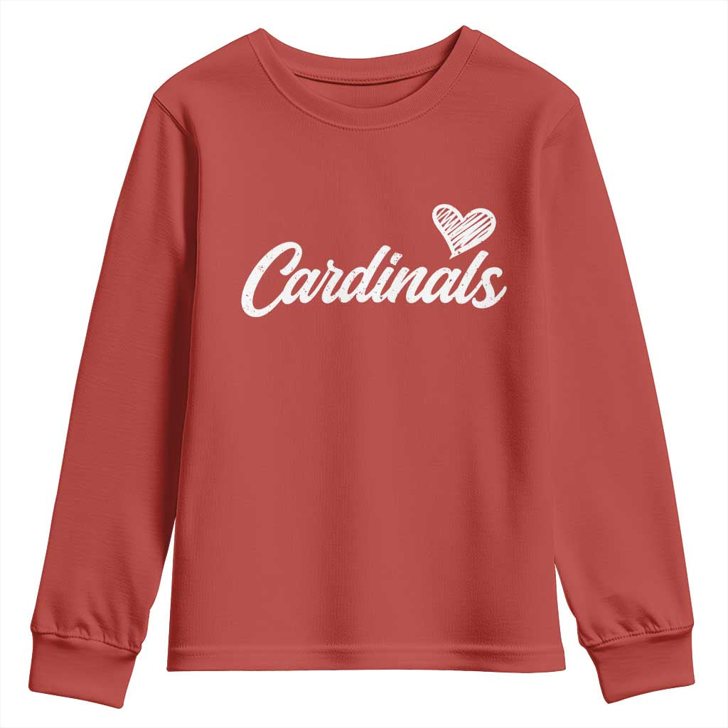 Cardinal Lovers Youth Sweatshirt Vintage Script Heart Graphic TS10 Red Print Your Wear