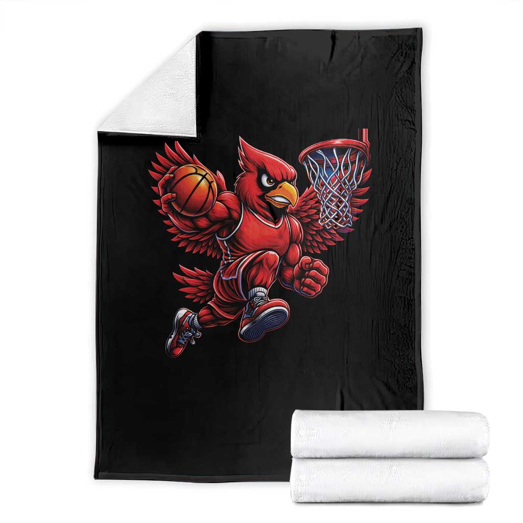 Cardinal Playing Basketball Graphic Throw Blanket Dunk Mascot Sports Fan Gift TS10 Black Print Your Wear