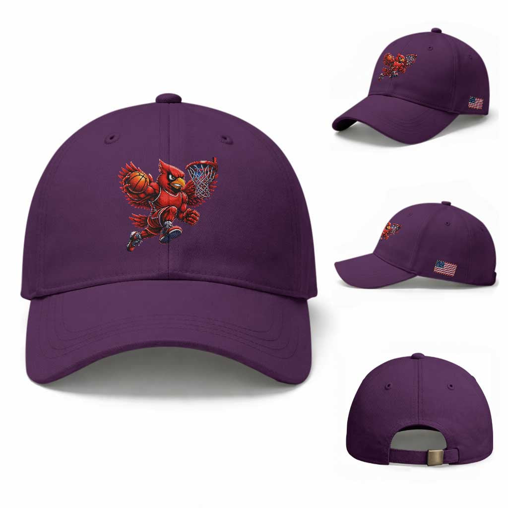 Cardinal Playing Basketball Graphic Baseball Cap Dunk Mascot Sports Fan Gift TS10 Baseball Cap Universal Fit Purple Print Your Wear