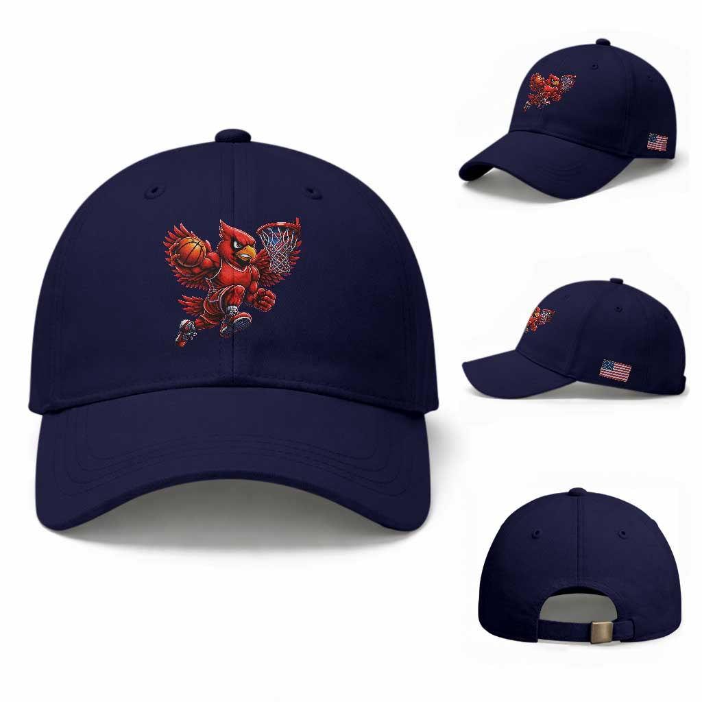 Cardinal Playing Basketball Graphic Baseball Cap Dunk Mascot Sports Fan Gift TS10 Baseball Cap Universal Fit Dark Blue Print Your Wear