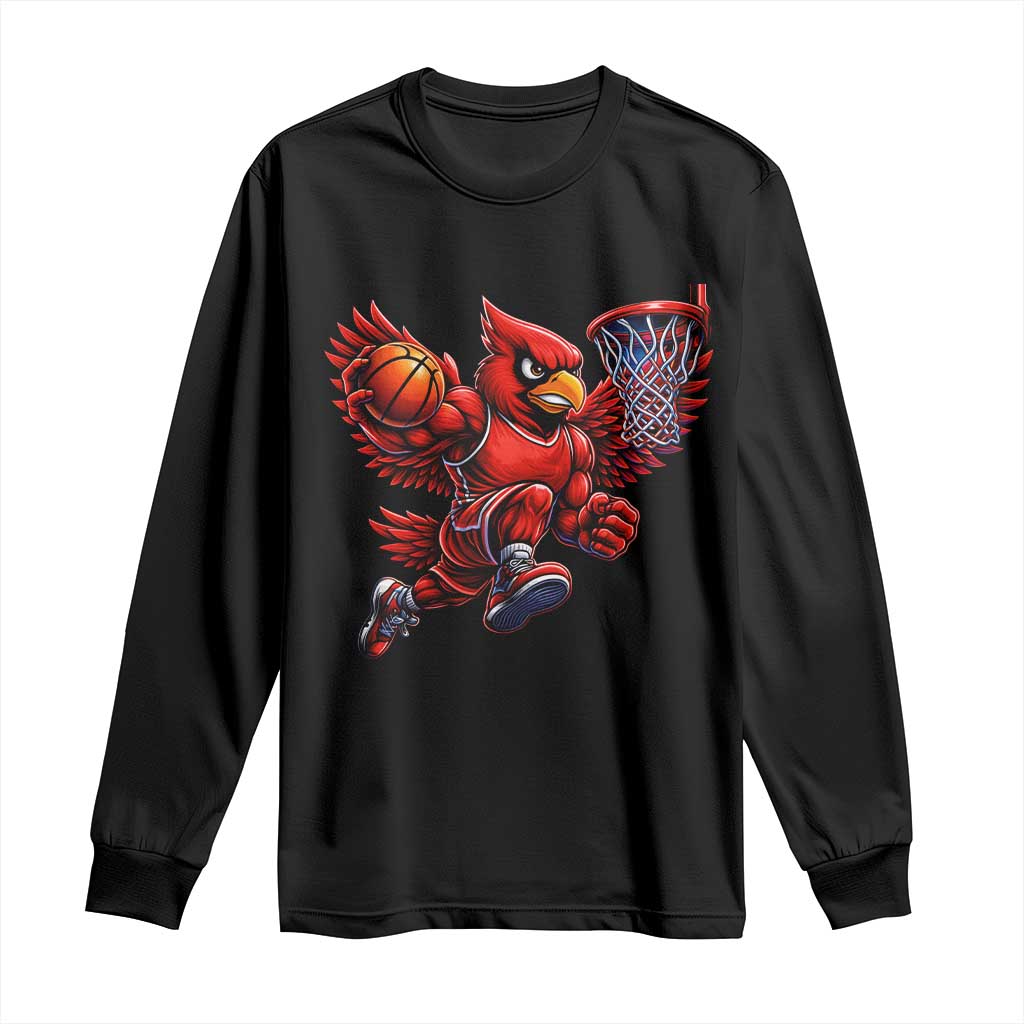 Cardinal Playing Basketball Graphic Long Sleeve Shirt Dunk Mascot Sports Fan Gift TS10 Black Print Your Wear