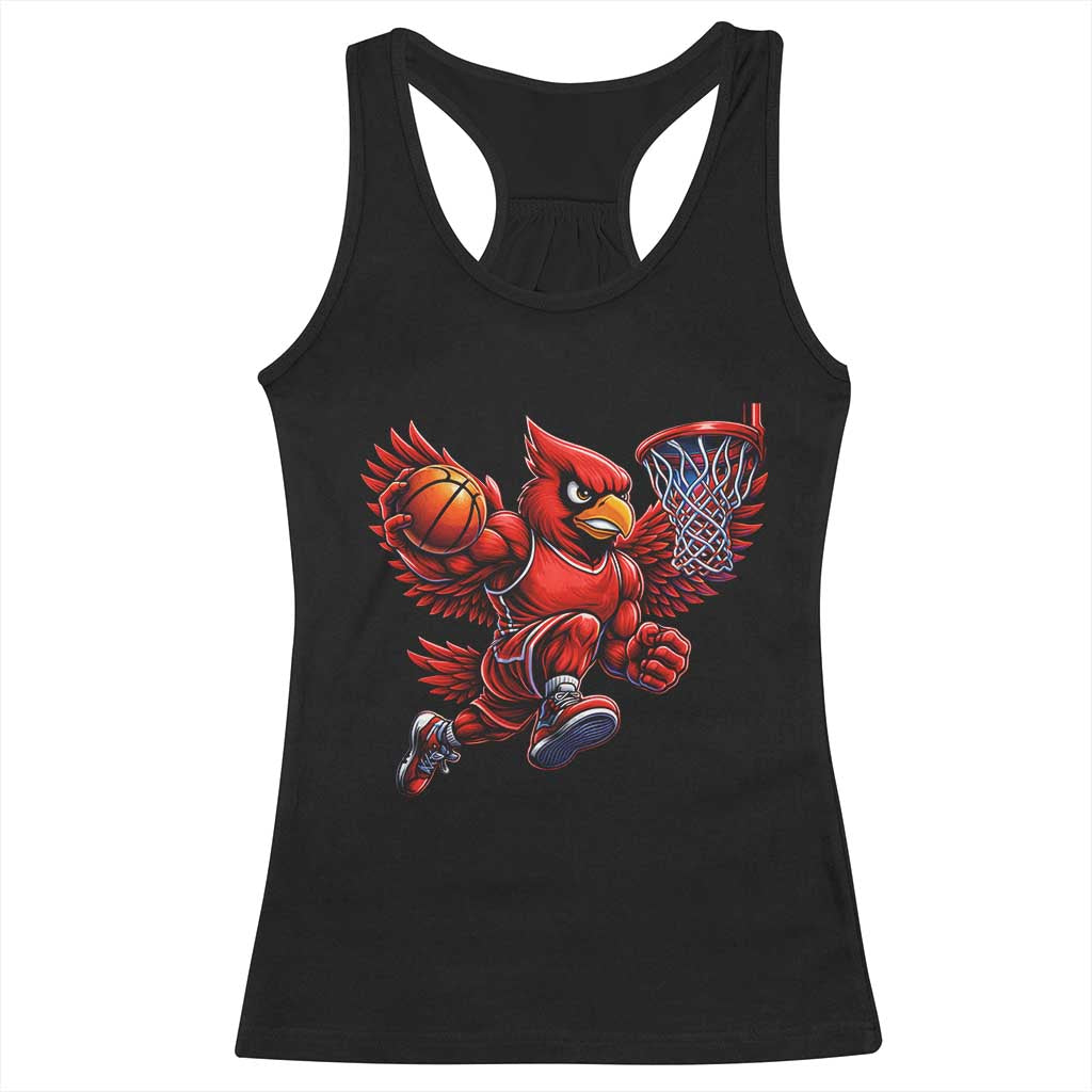 Cardinal Playing Basketball Graphic Racerback Tank Top Dunk Mascot Sports Fan Gift TS10 Black Print Your Wear