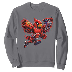 Cardinal Playing Basketball Graphic Sweatshirt Dunk Mascot Sports Fan Gift TS10 Charcoal Print Your Wear