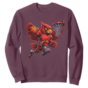 Cardinal Playing Basketball Graphic Sweatshirt Dunk Mascot Sports Fan Gift TS10 Maroon Print Your Wear