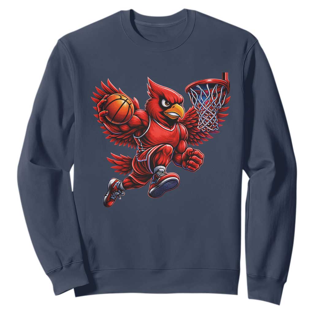 Cardinal Playing Basketball Graphic Sweatshirt Dunk Mascot Sports Fan Gift TS10 Navy Print Your Wear