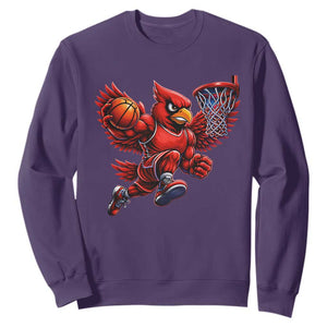 Cardinal Playing Basketball Graphic Sweatshirt Dunk Mascot Sports Fan Gift TS10 Purple Print Your Wear