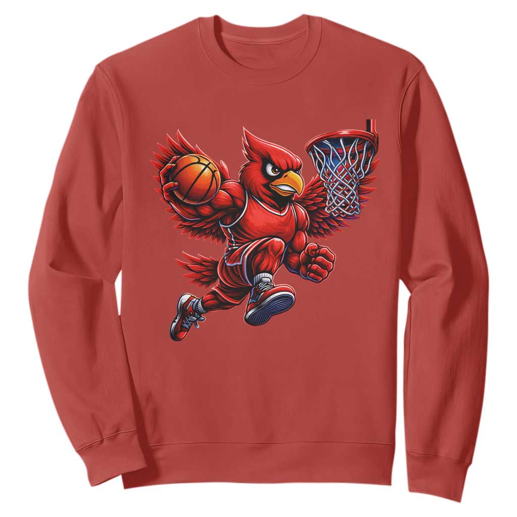 Cardinal Playing Basketball Graphic Sweatshirt Dunk Mascot Sports Fan Gift TS10 Red Print Your Wear
