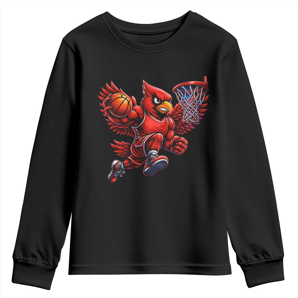 Cardinal Playing Basketball Graphic Youth Sweatshirt Dunk Mascot Sports Fan Gift TS10 Black Print Your Wear