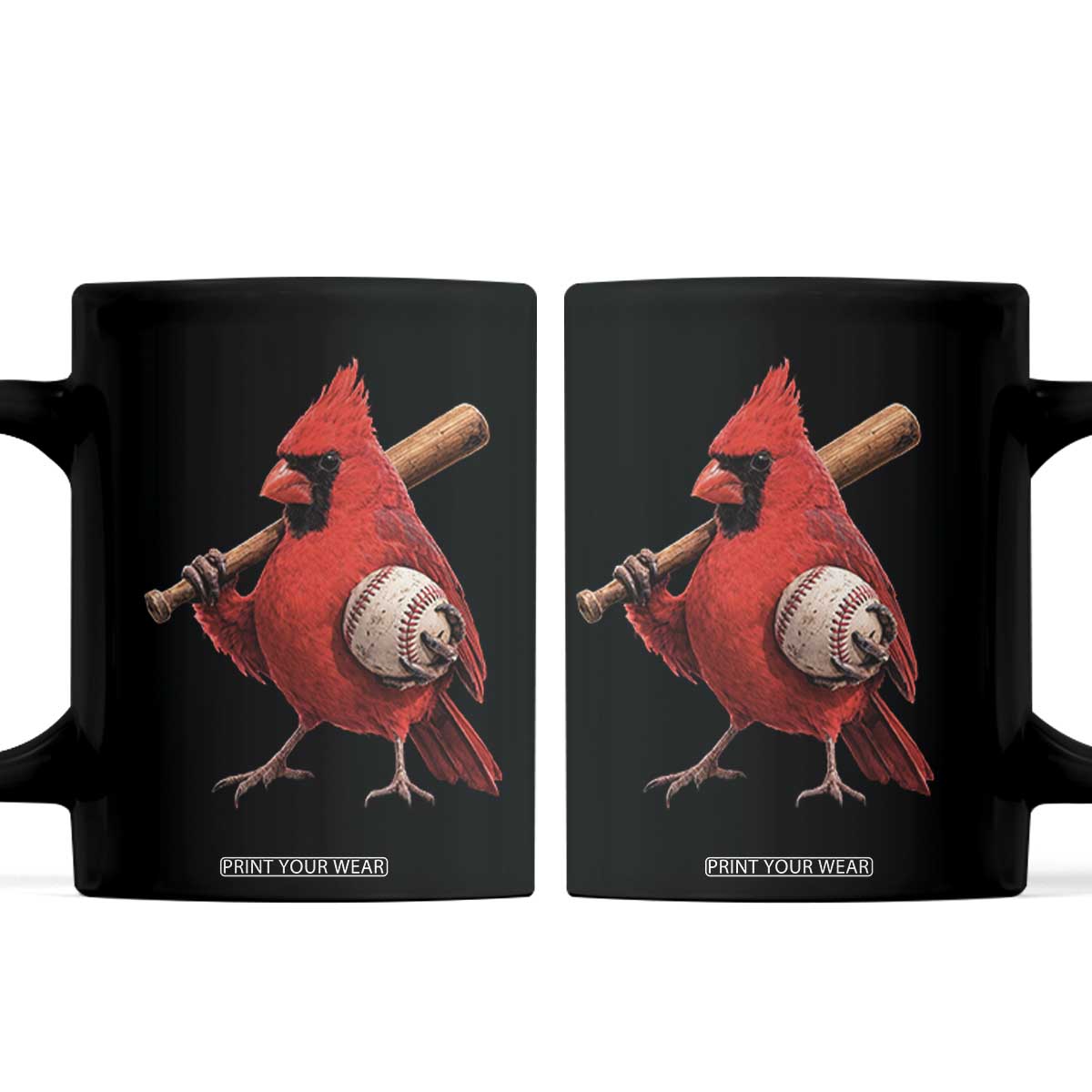 Cardinals Baseball Player Coffee Mug Retro STL Redbird Fan Bird Mascot Baseball TS10 Black Print Your Wear