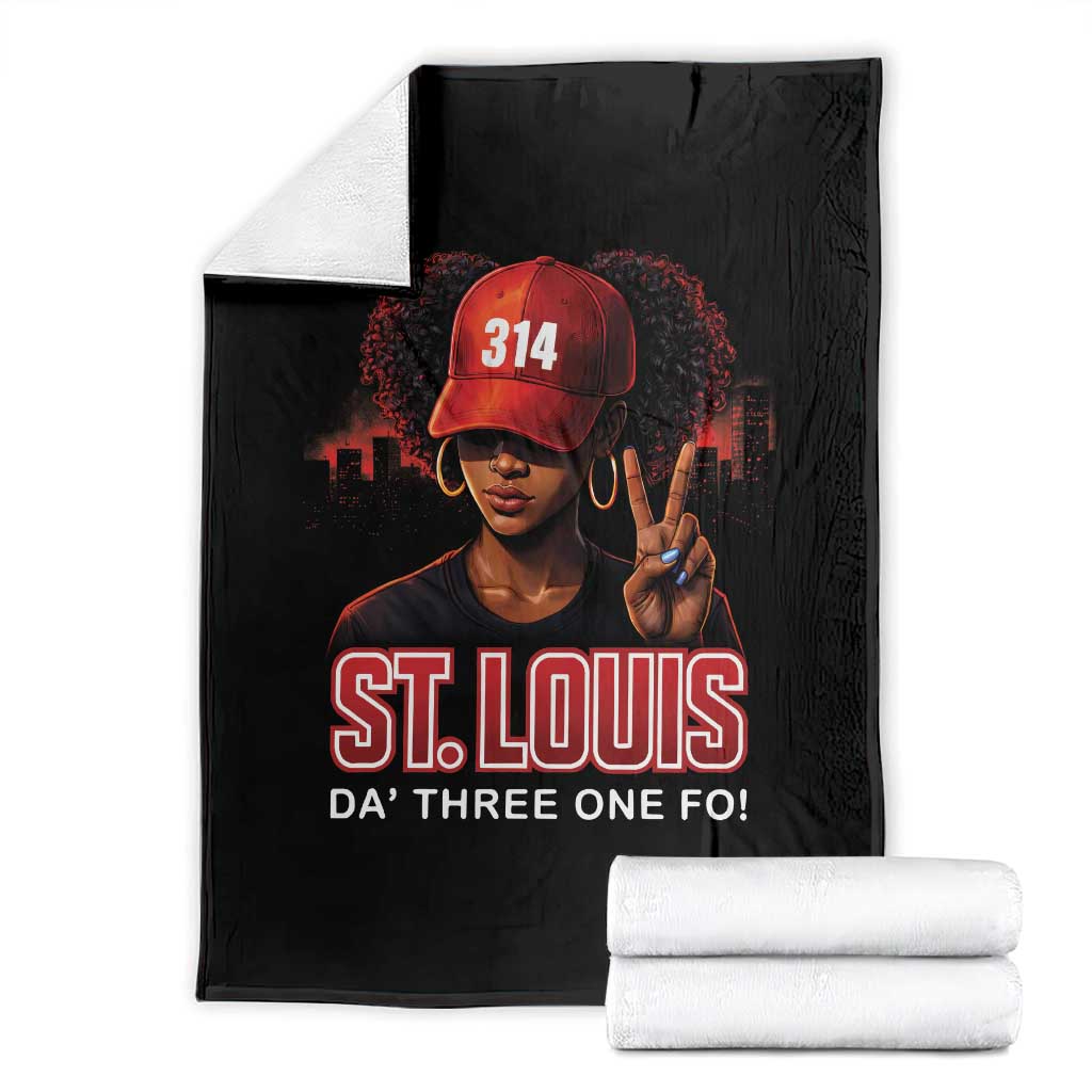 314 St Louis Throw Blanket Red Hat African American Woman STL City Pride Area Code TS10 Black Print Your Wear
