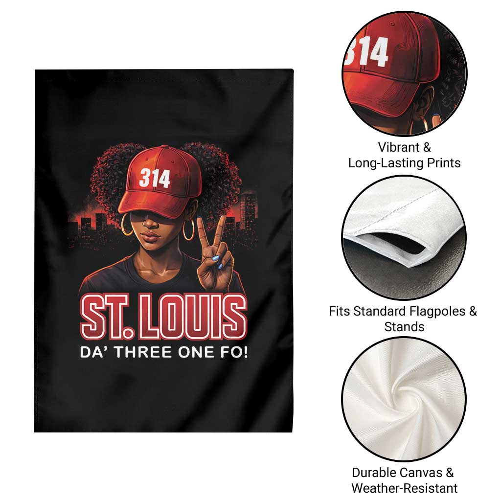 314 St Louis Garden Flag Red Hat African American Woman STL City Pride Area Code TS10 Print Your Wear