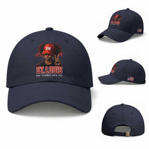 314 St Louis Baseball Cap Red Hat African American Woman STL City Pride Area Code TS10 Baseball Cap Universal Fit Navy Print Your Wear