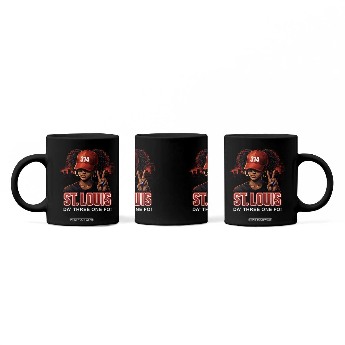 314 St Louis Coffee Mug Red Hat African American Woman STL City Pride Area Code TS10 Print Your Wear
