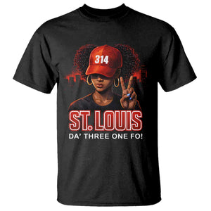 314 St Louis T Shirt Red Hat African American Woman STL City Pride Area Code TS10 Black Print Your Wear