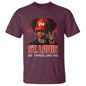 314 St Louis T Shirt Red Hat African American Woman STL City Pride Area Code TS10 Maroon Print Your Wear