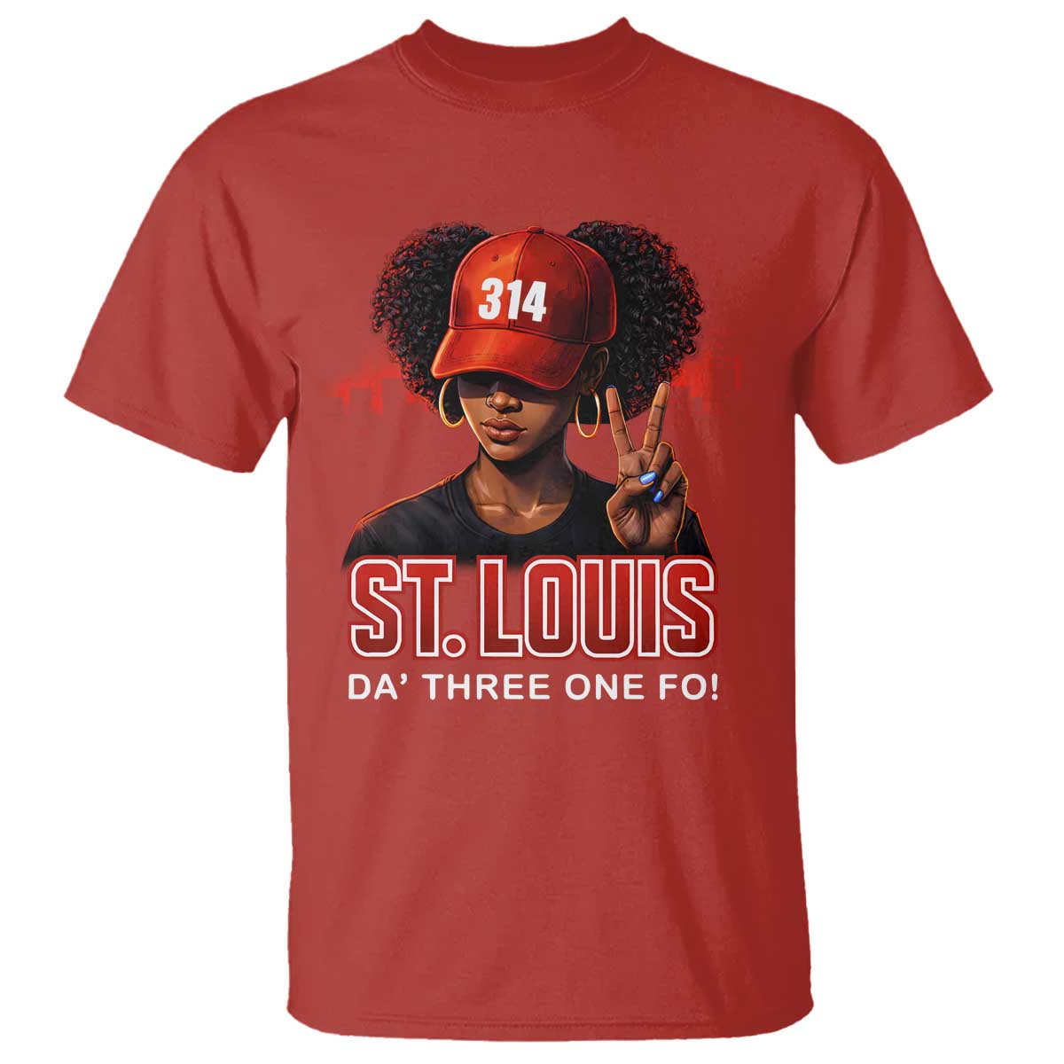 314 St Louis T Shirt Red Hat African American Woman STL City Pride Area Code TS10 Red Print Your Wear