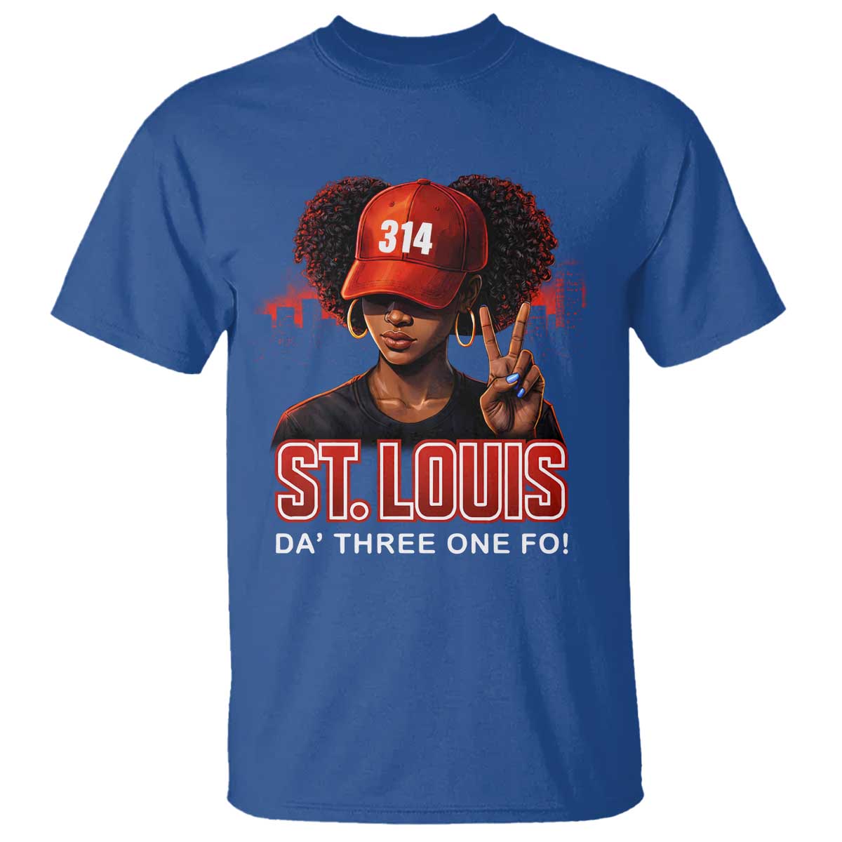 314 St Louis T Shirt Red Hat African American Woman STL City Pride Area Code TS10 Royal Blue Print Your Wear