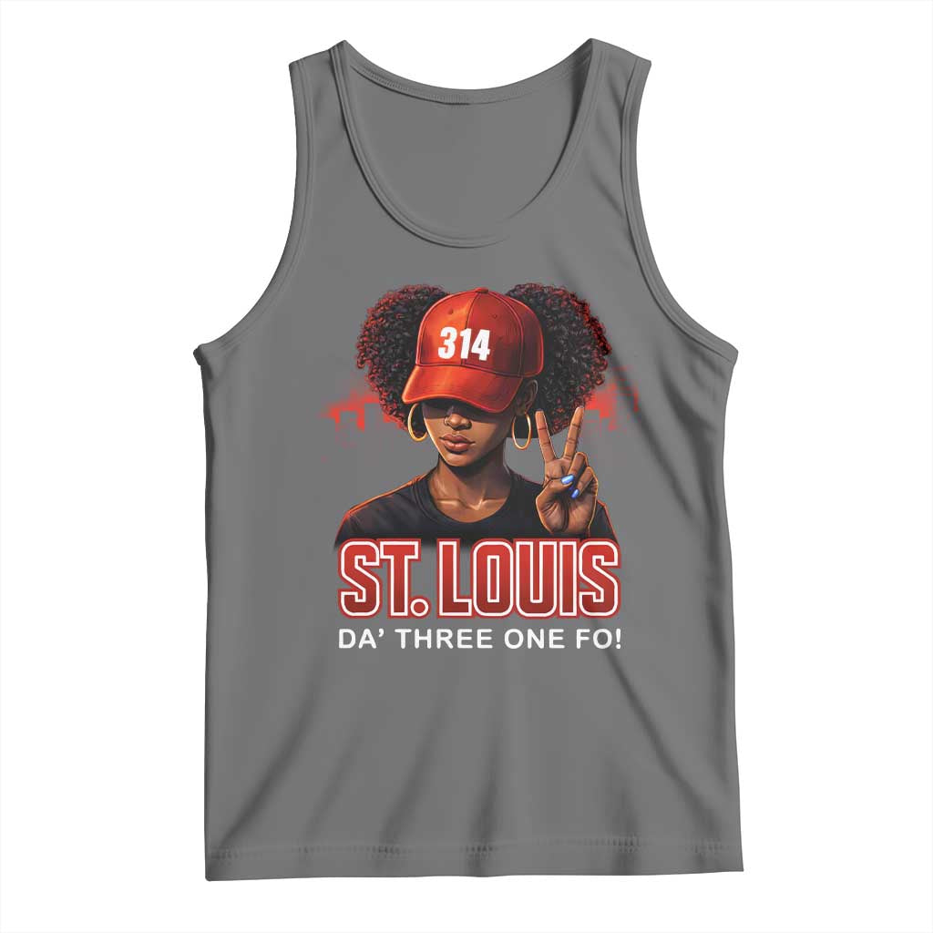 314 St Louis Tank Top Red Hat African American Woman STL City Pride Area Code TS10 Black Heather Print Your Wear