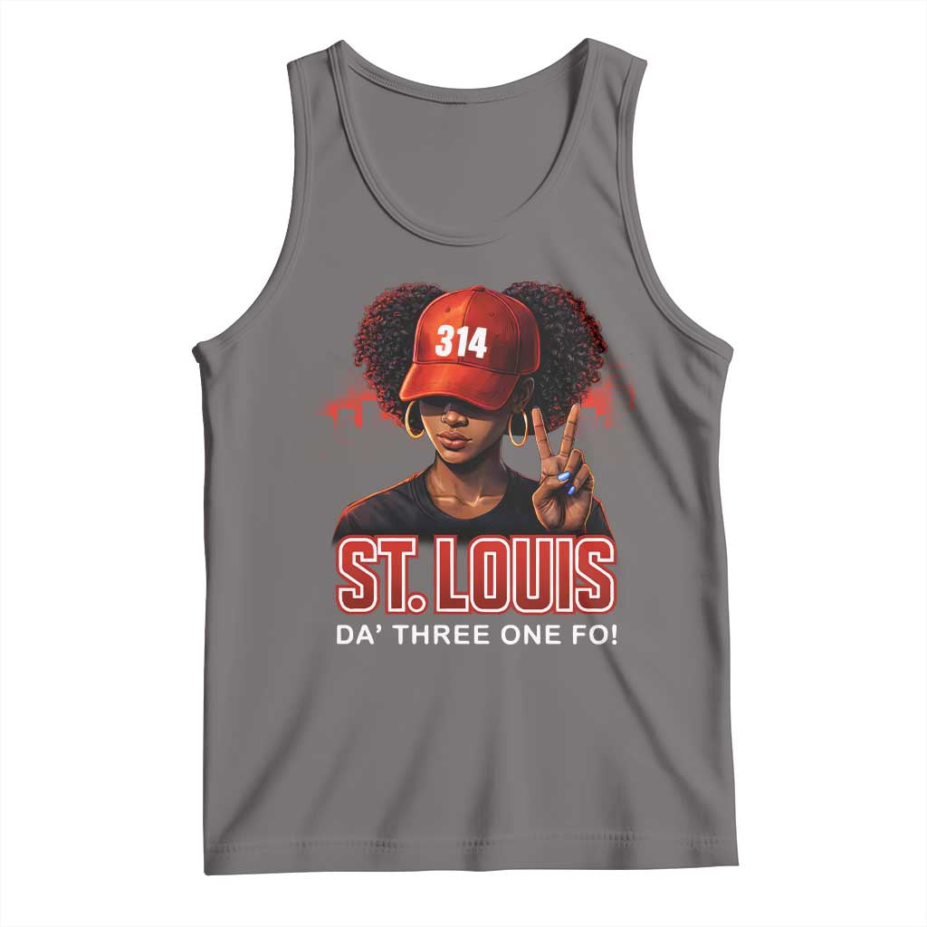 314 St Louis Tank Top Red Hat African American Woman STL City Pride Area Code TS10 Deep Heather Print Your Wear