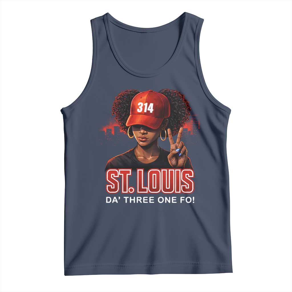 314 St Louis Tank Top Red Hat African American Woman STL City Pride Area Code TS10 Navy Print Your Wear