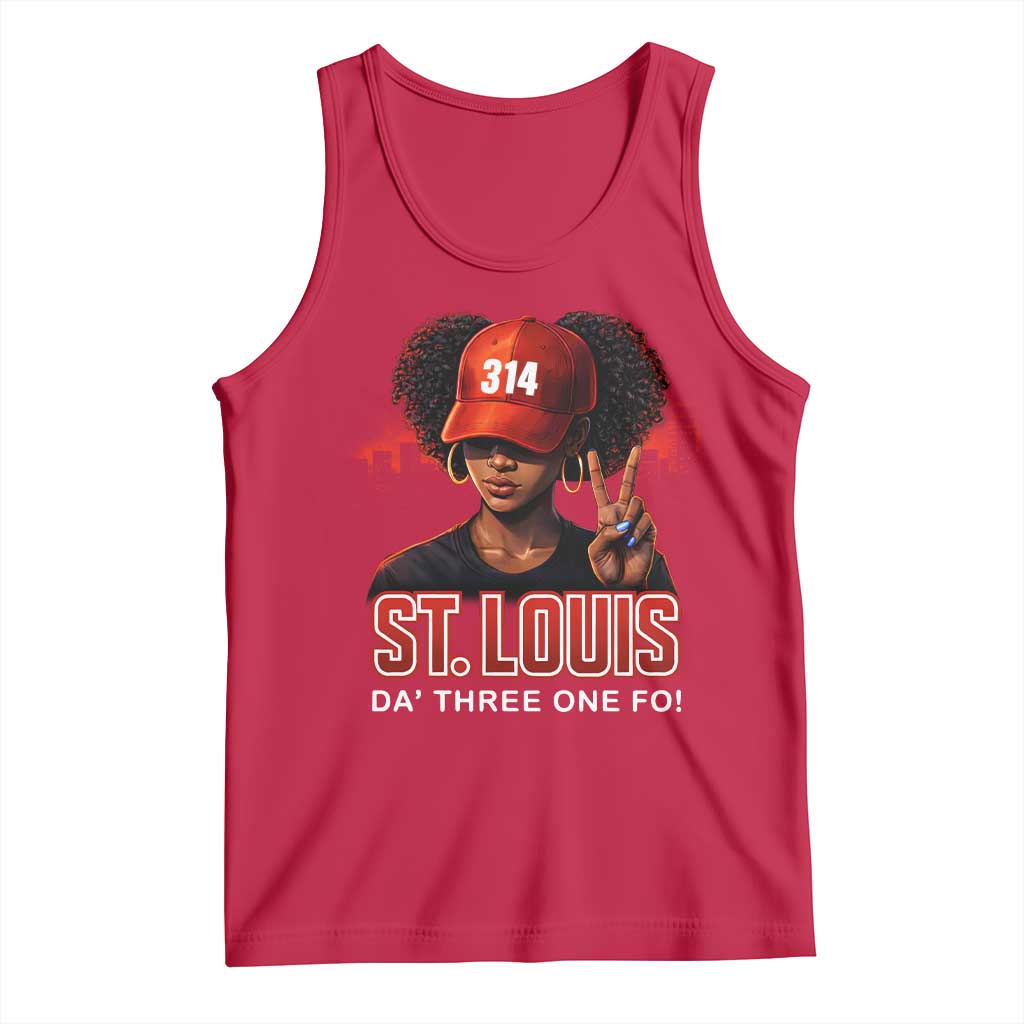 314 St Louis Tank Top Red Hat African American Woman STL City Pride Area Code TS10 Red Print Your Wear