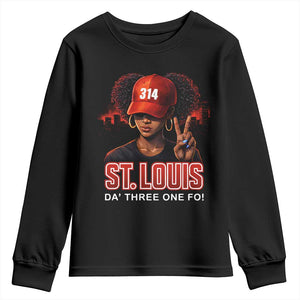 314 St Louis Youth Sweatshirt Red Hat African American Woman STL City Pride Area Code TS10 Black Print Your Wear