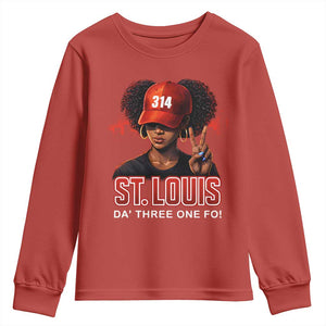 314 St Louis Youth Sweatshirt Red Hat African American Woman STL City Pride Area Code TS10 Red Print Your Wear