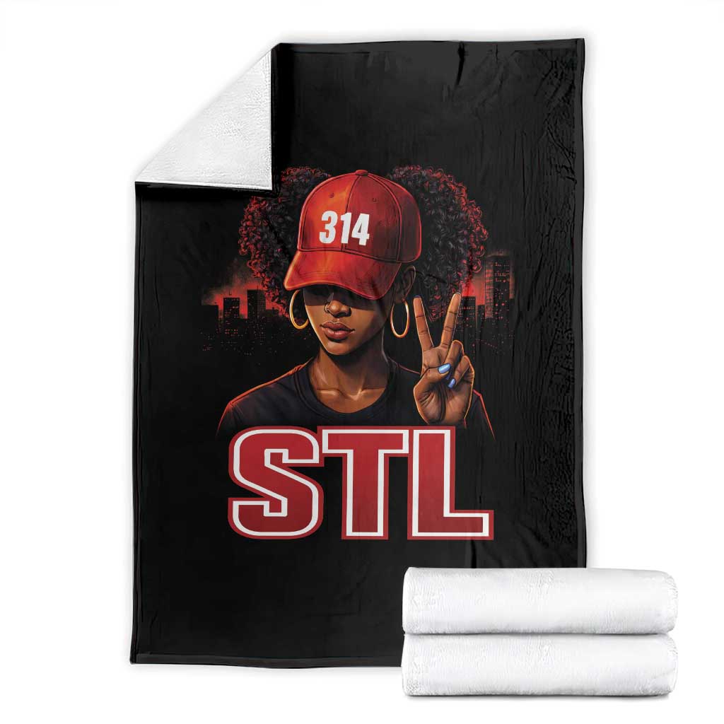 314 STL Throw Blanket Red Hat African American Woman Area Code St Louis City Pride TS10 Black Print Your Wear