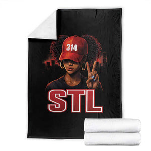 314 STL Throw Blanket Red Hat African American Woman Area Code St Louis City Pride TS10 Black Print Your Wear
