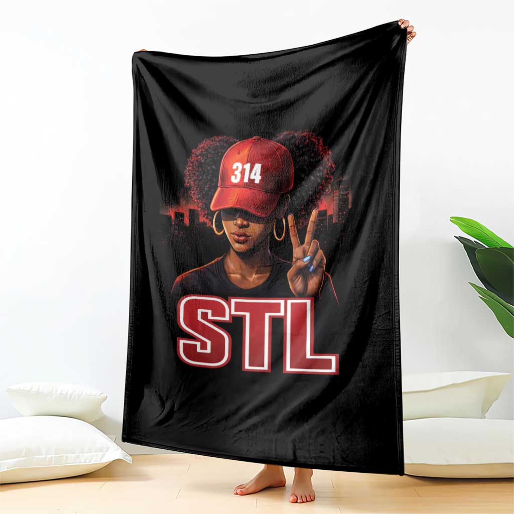 314 STL Throw Blanket Red Hat African American Woman Area Code St Louis City Pride TS10 Print Your Wear
