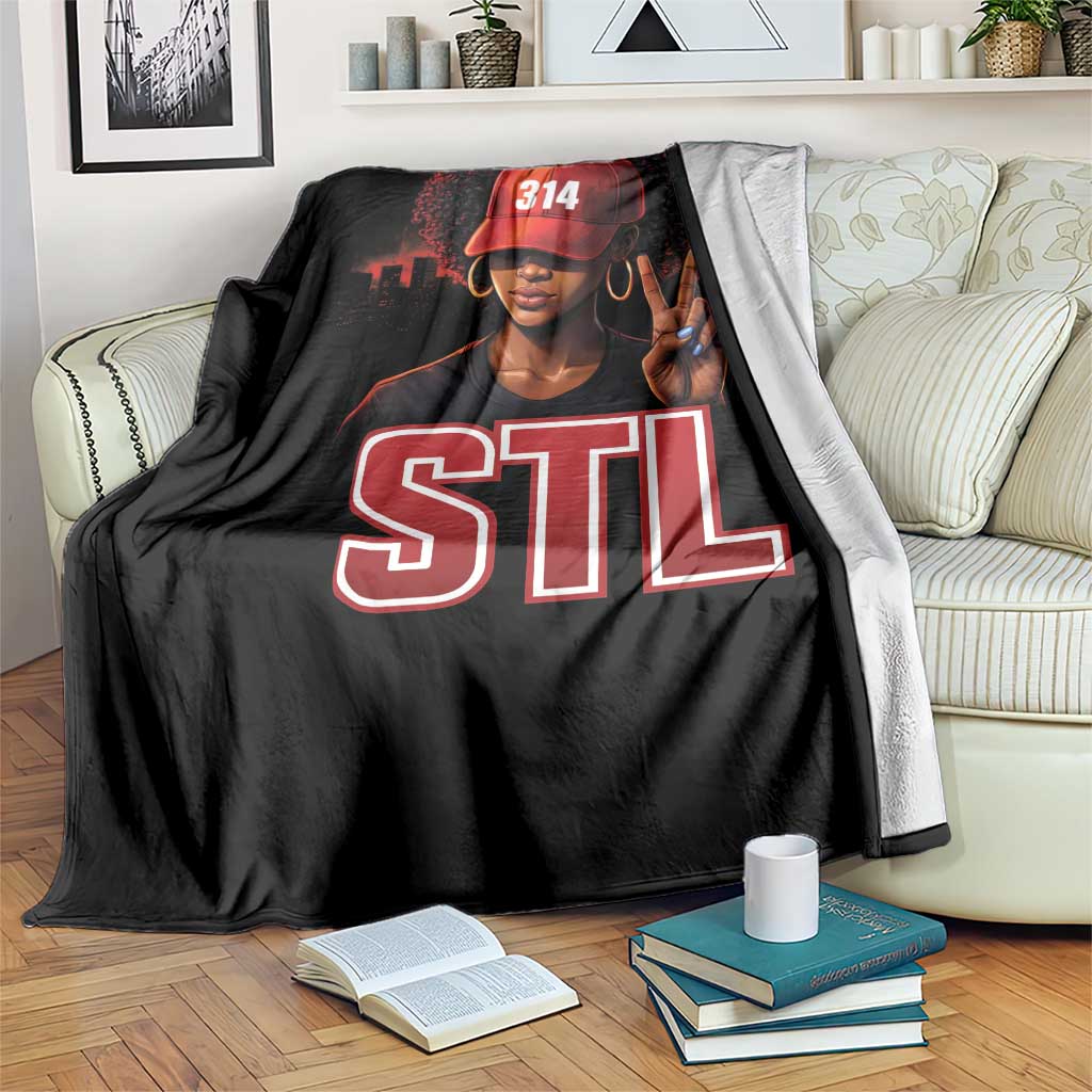 314 STL Throw Blanket Red Hat African American Woman Area Code St Louis City Pride TS10 Print Your Wear