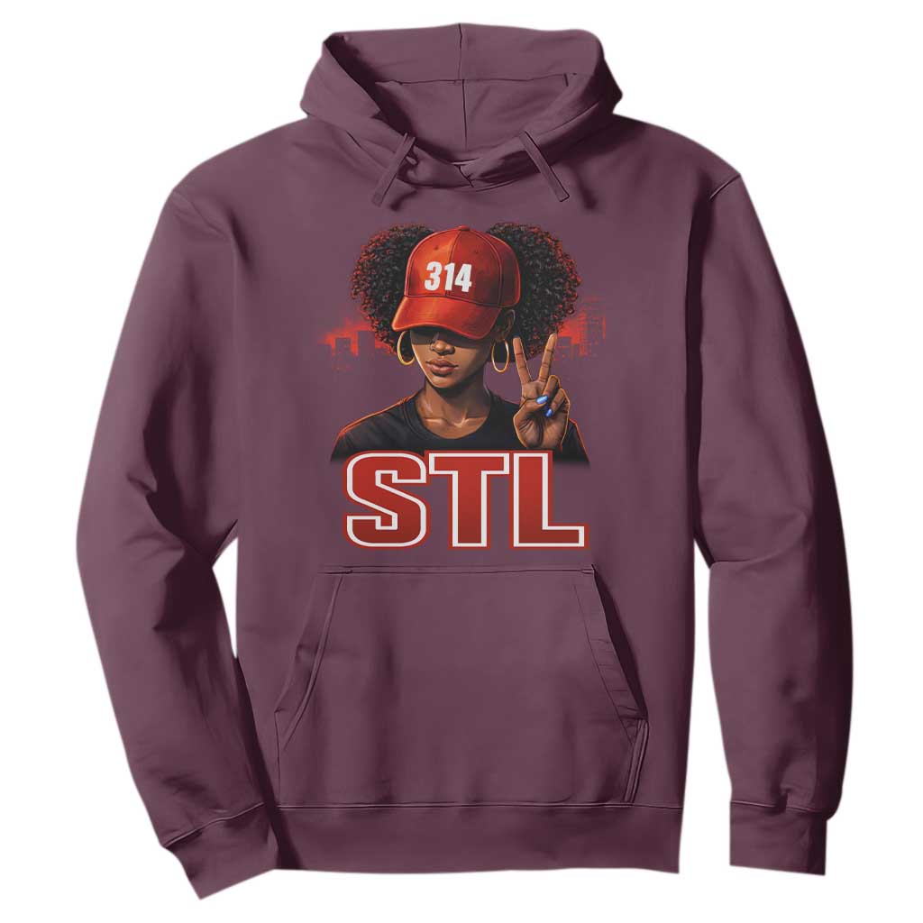 314 STL Hoodie Red Hat African American Woman Area Code St Louis City Pride TS10 Maroon Print Your Wear